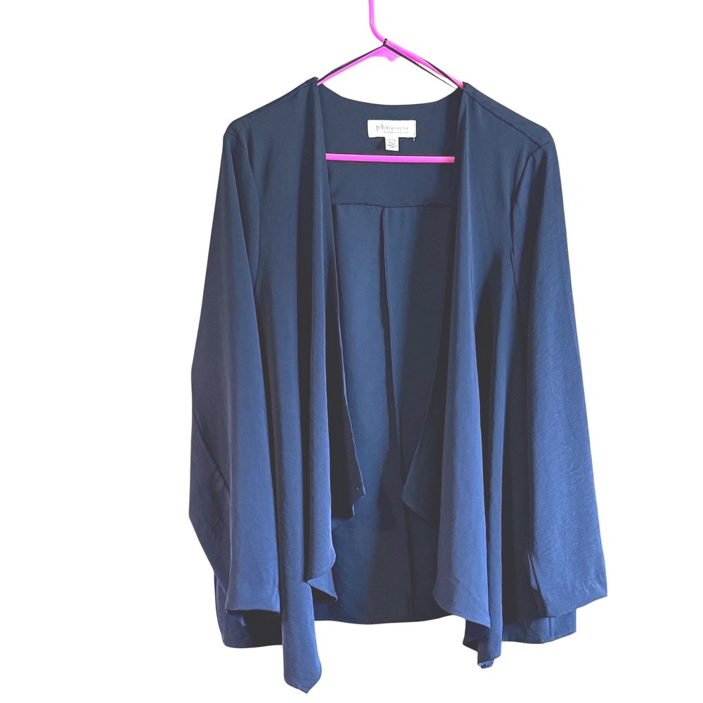 Philosophy Navy Draped Open-Front Cardigan